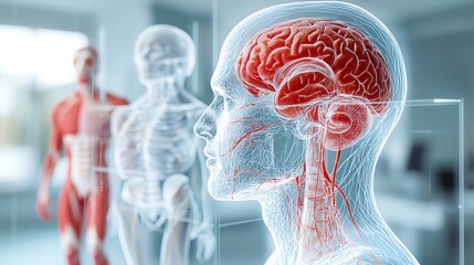 Digital representation of a human body with highlighted internal organs.