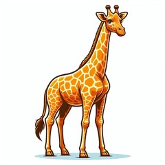 Giraffe Character Vector Illustration Isolated On White Colourful Minimal Graphic Flat Cartoon Mascot  Illustration Style