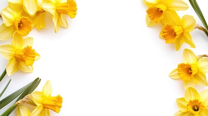 Charming Wedding Invitation Featuring Daffodils, with a Clean White Background and Space for Custom Text. The Design Highlights Fresh, Vibrant Daffodil Illustrations for a Bright and Joyful Wedding Th