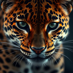 Fototapeta premium Close-up of a leopard's skin and eyes.