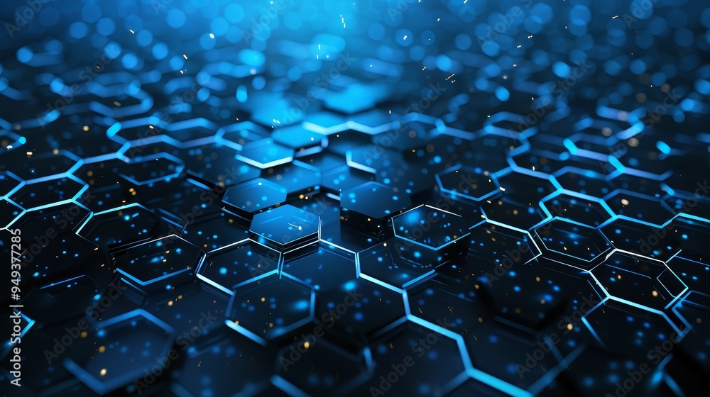 Poster abstract blue hexagon pattern technology background digital network futuristic design