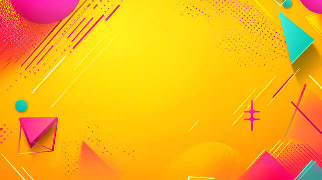 fondo amarillo con espacio de copia con lineas y figuras geometricas como decoracion invitacion o dise&ntilde;o