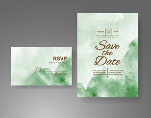 Wedding invitation with Abstract splashed watercolor background