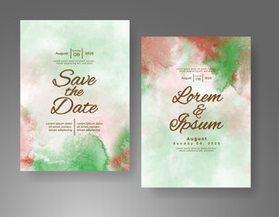 Wedding invitation with Abstract splashed watercolor background