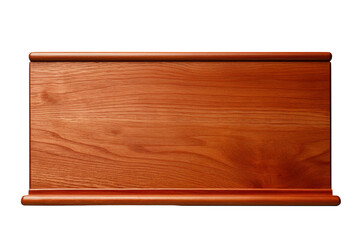 A polished wooden shelf displaying rich grains and warm tones, ideal for home decor or furniture designs.