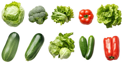 Fresh Assortment of Vegetables Isolated on White Background
