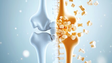 Comparison of healthy and osteoporosis-affected hip bone.