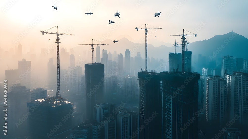 Poster iot powered monitoring devices tracking the progress of skyscraper construction in real time