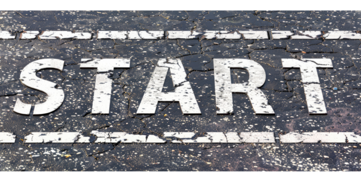 Asphalt road with the word "Stop" isolated on transparent background, top view