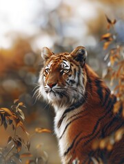 Obraz premium Siberian Tiger, Panthera tigris altaica, Amur Tiger Close Up Portrait in Wildlife