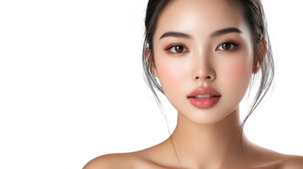 Beautiful Asian Woman with Perfect Skin and Makeup