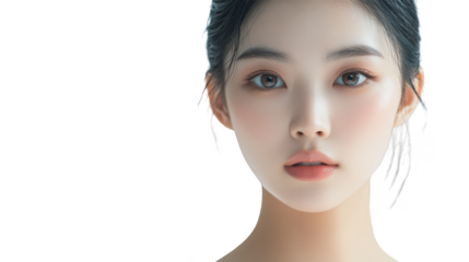 Close Up Portrait of Beautiful Asian Woman with Brown Eyes