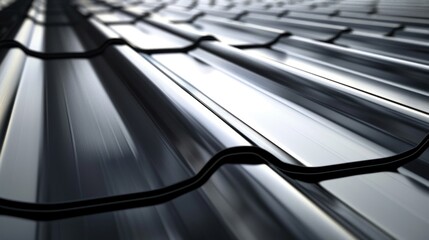 The black aluzinc roof sheet shows a pattern and a shiny surface.