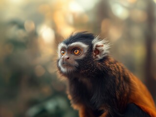 Fototapeta premium Common Marmoset, Callithrix Monkey, New World Primate in the Wild