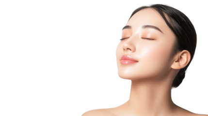 Beautiful Woman with Closed Eyes and Smooth Skin