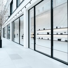 Modern Store Front With White Interior and Black Frames