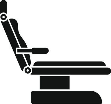 recommend clip art: Black silhouette of an adjustable medical chair reclining, ideal for healthcare and medical topics