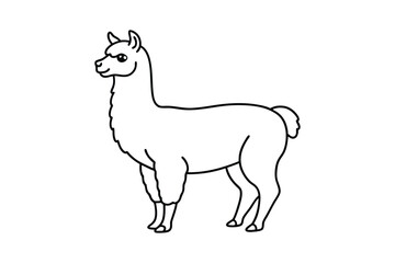 Fototapeta premium Alpaca image line art vector