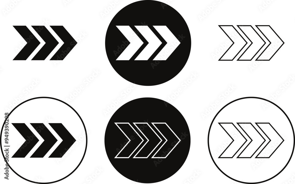 Poster black arrow swipe symbol. stroke fill swipe arrow with circle vector illustration.