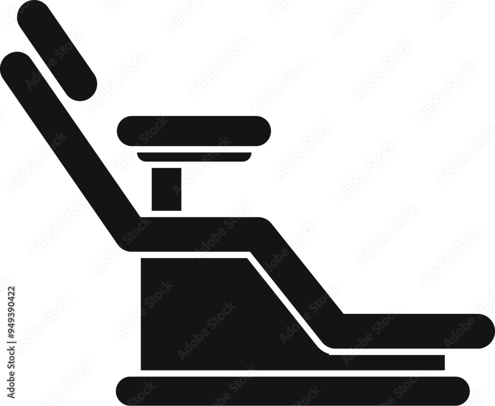 Sticker Black silhouette of a modern dentist chair reclining for patient comfort in a dental clinic