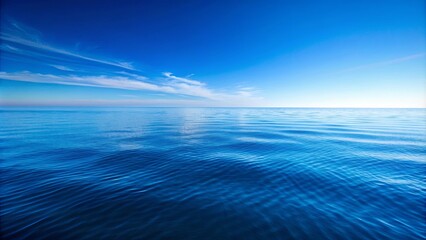 Blue Ocean concept with calm waters and clear blue sky , calm, waters, clear, blue, sky, ocean, horizon, peaceful, serene