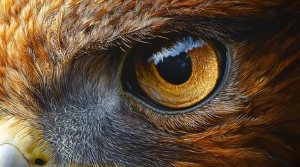 Close-up of a golden eagle's eye, showing detail and intensity.