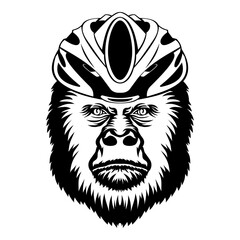 Gorilla In Bike Helmet