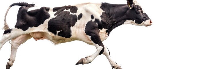 Fototapeta premium Black and White Cow Running