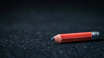 Obraz premium 07231249 258. Detailed view of a pencil eraser placed on black paper, with soft focus and low-key background creating a sophisticated and contemplative mood suitable for business and education