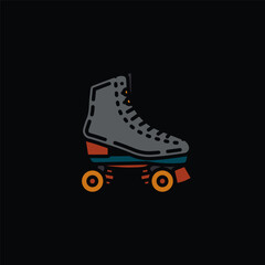 Original vector illustration. A contour icon. Vintage roller skates.