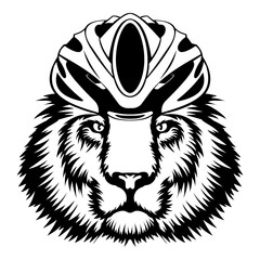 Lion In Bike Helmet