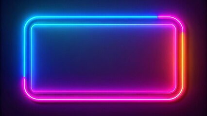 Fototapeta premium Rectangle neon futuristic sign frame with vibrant colors , Technology, Neon, Futuristic, Sign, Frame, Rectangle, Vibrant