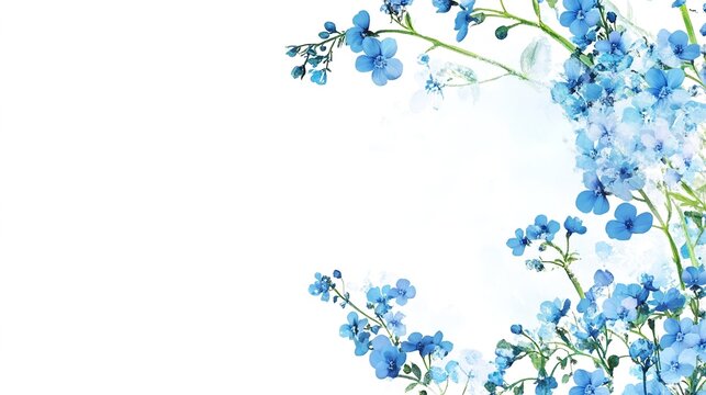 Elegant Wedding Invitation Featuring Forget-Me-Nots, with a Dedicated Space for Text. 