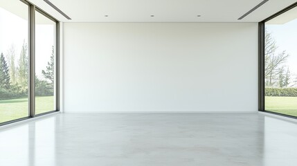 Fototapeta premium Modern Minimalist Room with Large Windows and White Walls