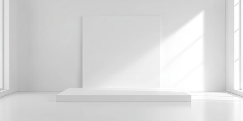 Fototapeta premium Minimalist White Product Display Platform Showroom Studio Mockup