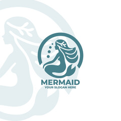 Minimalistic mermaid logo Flat Design
