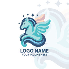 Minimalist Flat design pegasus logo
