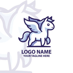 Minimalist Flat design pegasus logo