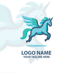 Minimalist Flat design pegasus logo