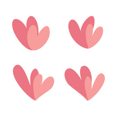 Hand drawn love heart set isolated vector illustration.