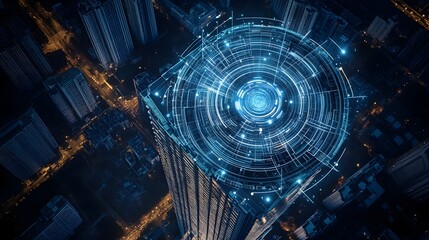 Fototapeta premium IoT Sensors Continuously Monitoring the Load Bearing Capacity and Structural Integrity of a Skyscraper s Foundation for Efficient Infrastructure Management and Safety