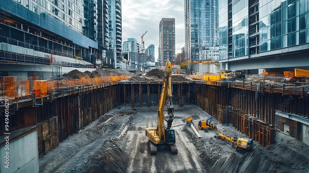 Poster advanced iot technologies orchestrating efficient excavation foundation work and construction proces