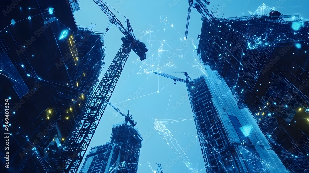 Poster advanced iot enabled monitoring devices and sensors deployed on a skyscraper construction site provi