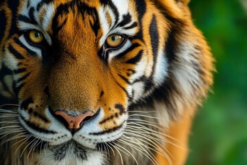 Close-up of a Tiger's Face with Intense Eyes