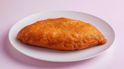 A Golden-Brown, Boat-Shaped Pastry on a White Plate