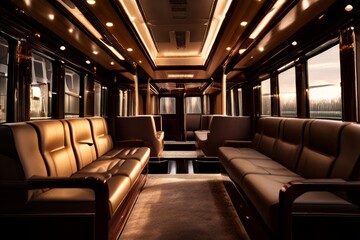 luxury tram interior high end interior with leather seats wood t