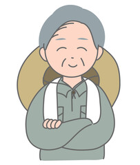 農作業スタイルのシニアの男性　上半身