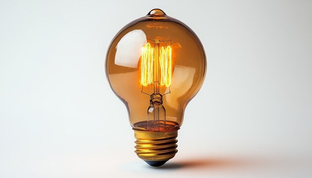 A floating light bulb with an Edisonstyle filament  698 bulb, light, lamp, electricity, energy, lightbulb, isolated, idea, white, glass, electric, light bulb, bright, power, object, technology, equipm