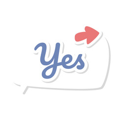 Yes Short Phrase Sticker Design