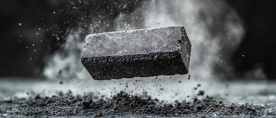 Obraz premium A floating piece of chalk with dust trailing behin 591 isolated, food, white, stone, tea, natural, rock, brick, black, brown, cheese, bag, material, green, crystal, drink, object, gray, old 